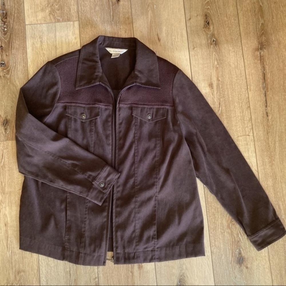 Vintage shacket late 90s Allison Daley brown zip up with buttons oversized